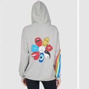 Lauren Moshi Harmony Daisy Oversized Hoodie Sweatshirt S